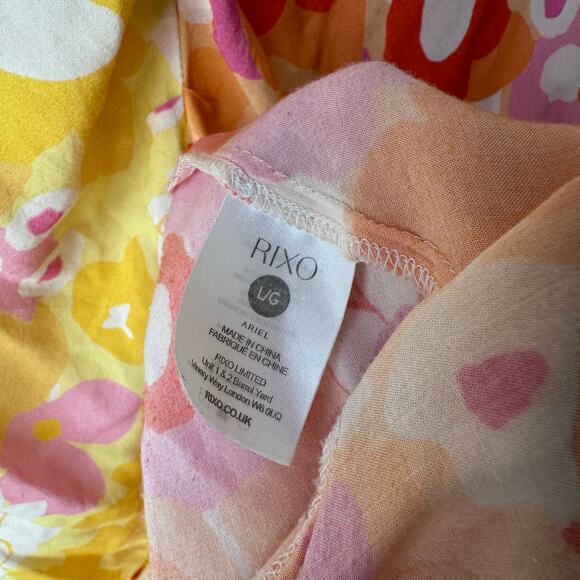 Rixo Ariel Floral Colorblock Ruffled V-Neck Short Sleeve Cocktail Maxi Dress 10 - Picture 10 of 10